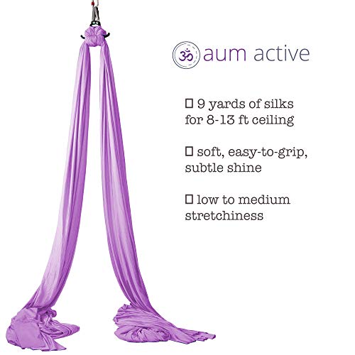 Aerial-Silks-Beginner-Kit-Acrobatic-Flying-Dance-Yoga-Trapeze-Aerial-Yoga-Hammock-Swing-Includes-9-Yards-of-Aerial-Tricot-Fabric-Hardware-Guide-Suitable-for-Rigging-Point-Upto-13ft