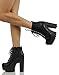 Soda Women's Gru Faux Leather Lace-up Thick Platform Chunky Heel Lug Ankle Bootie, Black, 6 M US