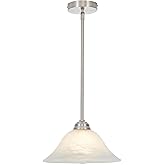 SHENGQINGTOP Modern Alabaster Glass Pendant Light Adjustable Rod Pendant Lighting Fixture for Kitchen Sink Bar Dining Room, 1