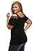 LittleLlittleSky Womens Black Floral Lace Yoke Cold Shoulder Pleated Plus Size Blouse Top ((US 18-20) XXL)