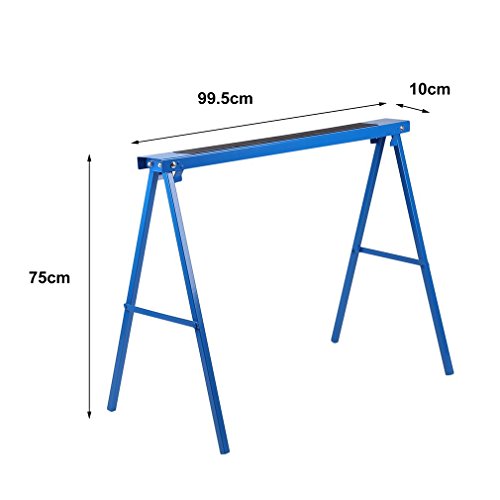 All Steel 39inch Folding Sawhorse by Coldcedar, Heavy Duty Portable Saw Horses: Height Adjustable, Fully Assembled 250 lb Weight Capacity Each and Quickly Folds Up for Easy Storage, Pack of 2