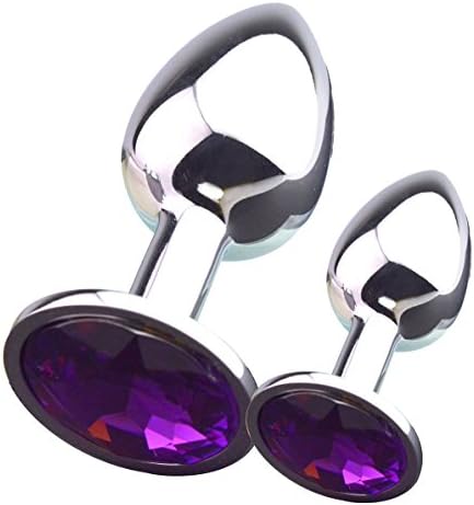 IRRANA 2pcs(M+S) Suppository Gem Stimulation Jeweled Butt Plug Personal Massage Toys for Beginner (Purple)