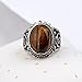 YAZILIND Vintage Antique Oval Cut Brown Tiger Eye Retro Silver Plated Ring Women