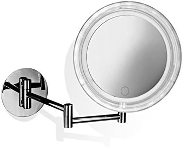 DWBA Touch Wall Cosmetic Makeup 5X LED Light Dimmer Magnifying Mirror, Chrome (Polished Chrome)