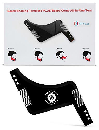 Stylo Super Beard shaper - Hair and beard guide for Mens grooming kit â€“ Plastic beard shaping stencil - Beard shaping and grooming template (Black)