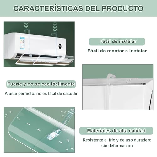 Deflector de Aire Acondicionado Ajustable,Deflector Aire para Minisplit Transparente,Golpe Antidirecto,Ajuste 270°,Cubierta Protectora Deflector Aire Retráctil para el Hogar,Apto para Todas Estaciones