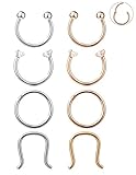 YOVORO 16G 3-4PCS 316L Stainless Steel Septum Piercing Nose Rings Hoop Cartilage Tragus Retainer Body Piercing Jewelry 8-10MM (e: 8pcs silver-tone+rose gold 8mm)