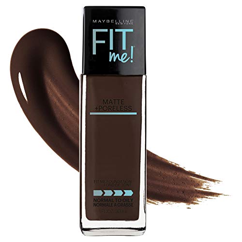 Maybelline Fit Me Matte + Poreless Liquid Foundation Makeup, Espresso, 1 fl. oz. Oil-Free Foundation