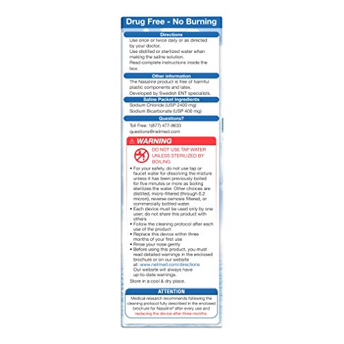 Squip Nasaline Nasal Rinsing Kit with 50 Premixed Saline Packets, One Color