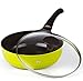 Cook N Home Nonstick Ceramic Coating Die Cast Deep Saute Stir Fry Pan Wok Pan with Lid, 3 quart/9.5