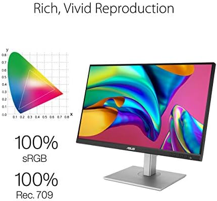ProArt Display PA279CV monitor 4K HDR UHD de 27 polegadas (3840 x 2160), IPS, 100% sRGB/Rec. 709, ΔE < 2, hub USB USB HDMI DisplayPort USB-C, calma verificada, cuidados oculares, pivot inclinável,