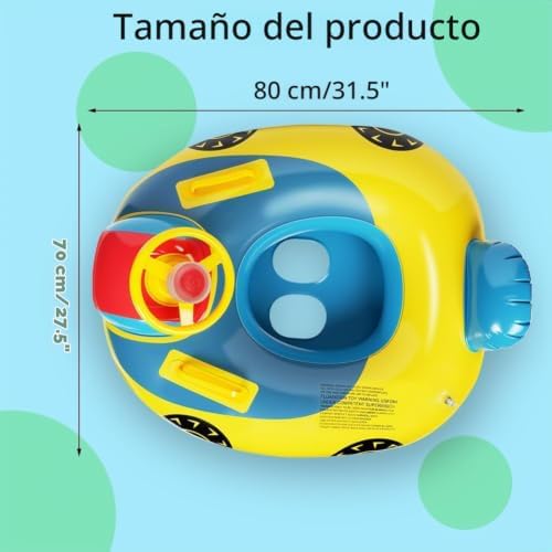 Flotador Bebe,Flotador de Piscina para bebé Inflable con Volante,Anillo de Natación para bebé con Asiento,Flotador Bebé para Niños Pequeños para 1-6 Años