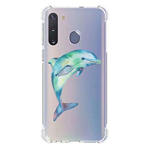 Cokitec Transparent Case for Samsung Galaxy A21 with Dolphin Ink