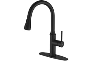 Pull Down Kitchen Faucet-Arofa A01BY Solid Brass Commercial Matte Black Single Handle Pull Out Kitchen Sink Faucet with Sprayer