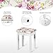 Giantex Vanity Stool Wood Dressing Padded Chair Makeup Piano Seat Make Up Bench w/Rose Cushion (White)