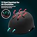 Adult Skateboard Helmet 11-Vents Adjustable Straps Protective Skiing Skate Bike Cycling Helmet Multi Color with Liner for Bicycle Skateboard Outdoor Sports Size Large Black