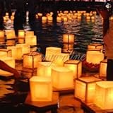 Olymstore(TM) 10 Pack Square Chinese Lanterns Wishing, Praying, Floating, River Paper Candle Light