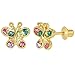 18k Gold Plated Multi Color Crystal Butterfly Kids Baby Screw Back Earrings