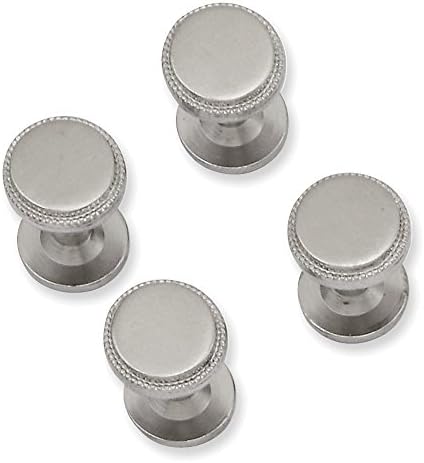 Rhodium-plated Four Piece Florentined Beaded Tuxedo Studs