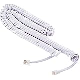 Telephone Cord Handset Curly - Phone Color Choctaw White 15ft - Works on virtually All Trimline Phones and Princess Telephones