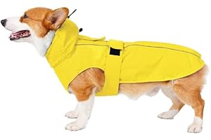 MAMORE Waterproof Dog Raincoat with Reflective Strip, Adjustable Breathable Rain Coat Jacket with Leash Hole for Dogs (Yellow, X-Small)