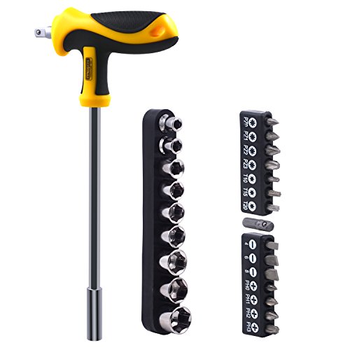 Acekit T-handle 25 In 1 Multi Bits Hex Socket Wrench Screwdriver Set Deep Nuts Driver