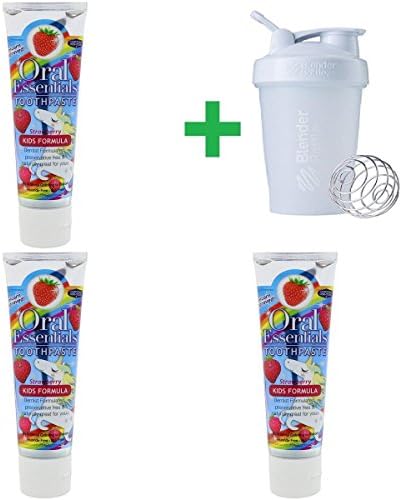 Oral Essentials, Toothpaste, Kids Formula, Strawberry, 3.75 oz (106.3 g)(3 Packs)+ Assorted Sundesa, BlenderBottle, Classic With Loop, 20 oz