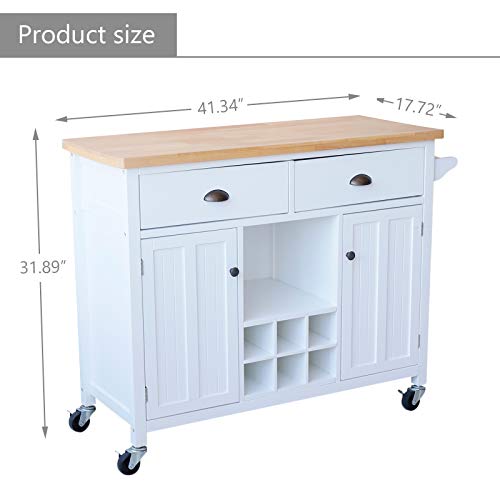 Mecor Kitchen Island Utility Cart w/Wood Top, Rolling Trolley Buffet on