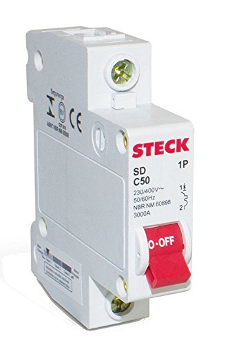 Disjuntor Unipolar 50 A Branco Din Steck