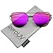 zeroUV Oversize Metal Frame Thin Temple Color Mirror Flat Lens Aviator Sunglasses 62mm (Black/Magenta Mirror)