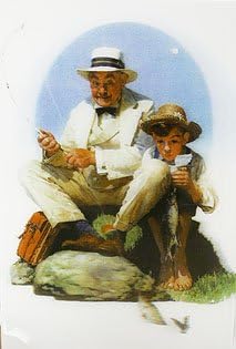Norman Rockwell Catching the Big One - 3D Lenticular Postcard