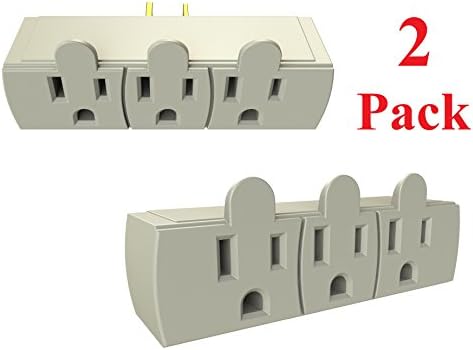 Outlet Adapter Converter Extender Grounded Three / 3 Prong Plug Adapters with Heavy Duty Grounding Swivel for Kitchen, Electrical, Household, Workshops, and Appliances (3 Way Adapter)