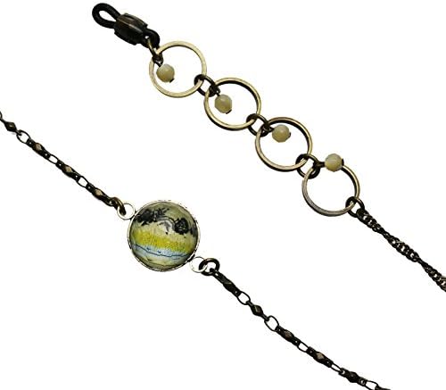 TAMARUSANEyewear Chain Mother Of Pearl Turquoise Glass Cord Unisex Handmade