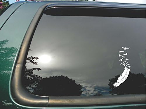 Feather Flying Birds- Die Cut White Vinyl Window Decal/sticker for Car or Truck 3.5"x8"