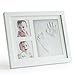 Up & Raise Premium Clay Baby Footprint & Handprint Picture Frame Kit - Safe and Non-Toxic Clay | Elegant Glass/Solid Wood | Perfect New Baby Boy/Girl Baby Shower Gift