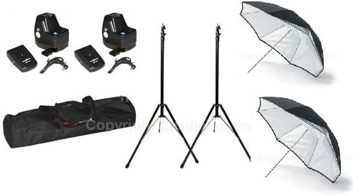 Studiohut Double Speedlight Flash Photo Studio 4 Channel Wireless Trigger Kit with Dual Flash Mount, Umbrellas and Carry Case