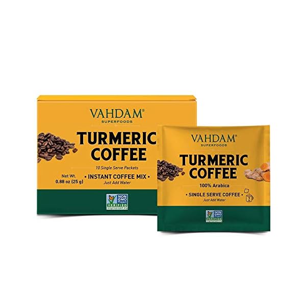 VAHDAM, Kurkuma + Kaffee Superfood Elixir Mix Pulver - 10 Portionen | Instantkaffeemischung mit Kurkuma | kurkuma latte… – Bild 3