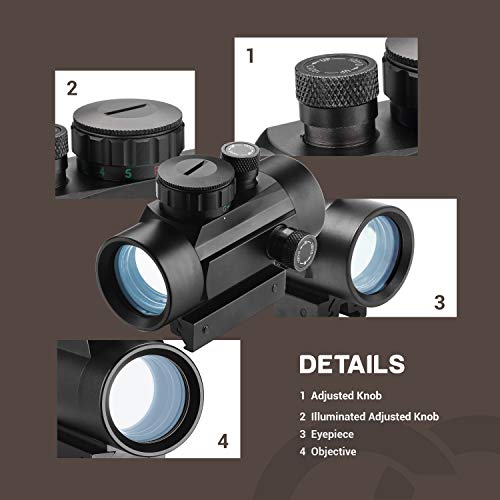 ESSLNB Airsoft Red Dot Scope Reflex Sight 30mm Optics Prism with 5 Brightness Settings 20mm/11mm Weaver/Picatinny Rail Mount for Hunting Spotting Aiming Positioning (Red/Green Sight Scope)