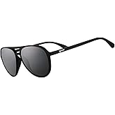 goodr Operation: Blackout Polarized Aviator Sunglasses for Men & Women, Large Sized (Mach G), Black Solid Frame with Black Non-Reflective Glare Reducing Lenses, UV400 Protection, No Slip, No Bounce