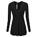 Ladies Tops Long Sleeve Bottom Shirt Pleated Blouses For Work Black XL