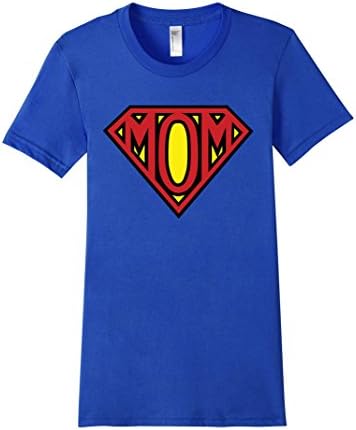 Women's Super Mom Tee Shirt Large Royal Blue
