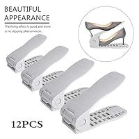 12piece Adjustable Shoe Organizer MIGI- Rack Detachable Space Saver Storage Holder Set Double Shoe Rack with no Assembly - Shoe Organizer for Closet is The (While)