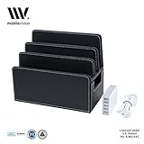 MobileVision Charging Station Black Faux Leather Executive Stand Multi-Device Charging Dock & Desktop Organizer for Smartphones & Tablets INCLUDES 5-USB port Charger
