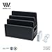 MobileVision Charging Station Black Faux Leather Executive Stand Multi-Device Charging Dock & Desktop Organizer for Smartphones & Tablets INCLUDES 5-USB port Charger