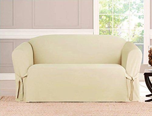 NEW BEIGE, LOVE SEAT MICRO SUEDE SLIPCOVER FURNITURE COUCH COVER