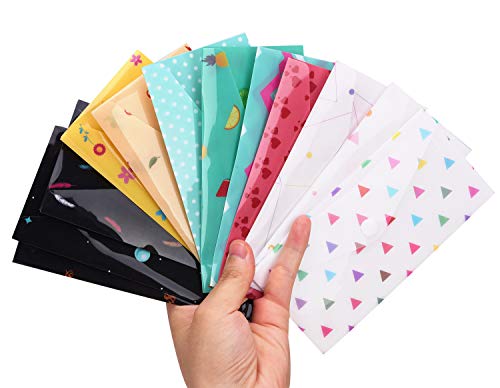 Cash Envelope System for Budgeting - 12 Waterproof Plastic Money Envelopes + 12 Reusable Coin Envelopes + 12 Budget Sheets, Gift Envelopes with Snap Buttons Budget Envelopes for Cash Currency