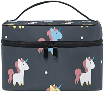 AyuStyle メイクケース コスメバッグ ユニコーン 一角獣 unicorn バニティケース トラベルポーチ メイクポーチ 化粧ボックス 化粧 収納 雑貨 小物入れ 女性用 軽量 機能的 大容量
