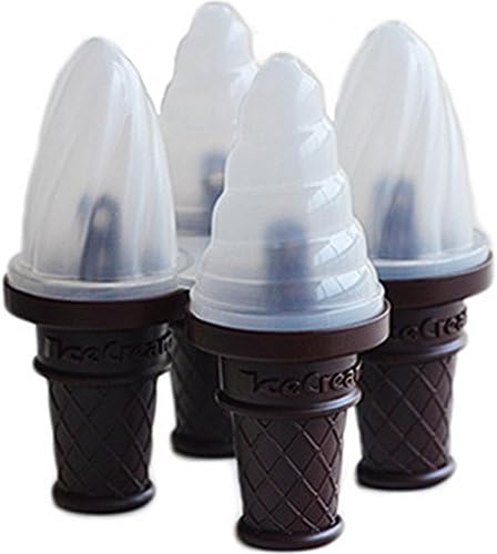 Bango Set of 4 Classical Ice-cream Corn Molds, Ice Pop Molds / Popsicle Molds,ice Trays , Ice Cream Maker (Brown)