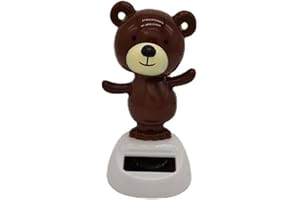 JJLFresheners Solar-Powered Dancing Bear Decoration, Dashboard Decor, Bobbling Head Bear, Shaking Head Doll, Solar Power Kit,