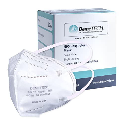 DemeTECH NIOSH N95 Respirator Face Mask, FoldStyle with Headbands